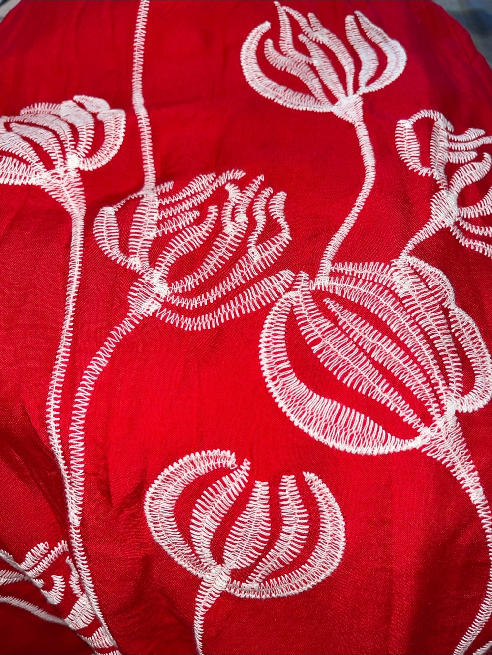 Red Embroidered Floral Maxi Skirt - Picture 4 of 4